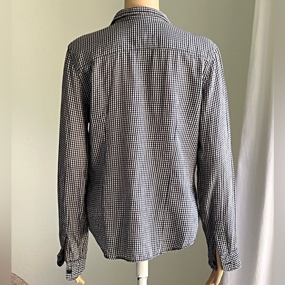 DENIM & SUPPLY Navy Blue Women's Gingham Plaid Button Up Tomboy Shirt Size Large - Picture 5 of 13